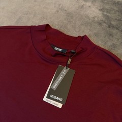 Murano Liquid Luxury Shirt Mens 2XB Burgundy Mock Neck Long Sleeve Cotton NWT