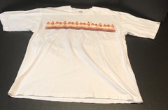 Vintage Speed-O Brand 2 Sided Printed Short Sleeve T-Shirt White W/ Multi Colors