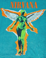 Nirvana In Utero T-Shirt Mens XL Faded Green Grunge Kurt Cobain Band Tee 2021