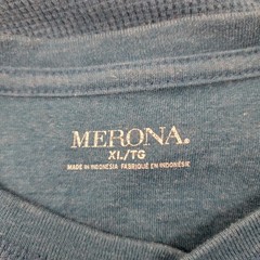 MERONA Mens Shirt Sz XL Henley Thermal Waffle Knit BLUE Faded Grunge Y2K