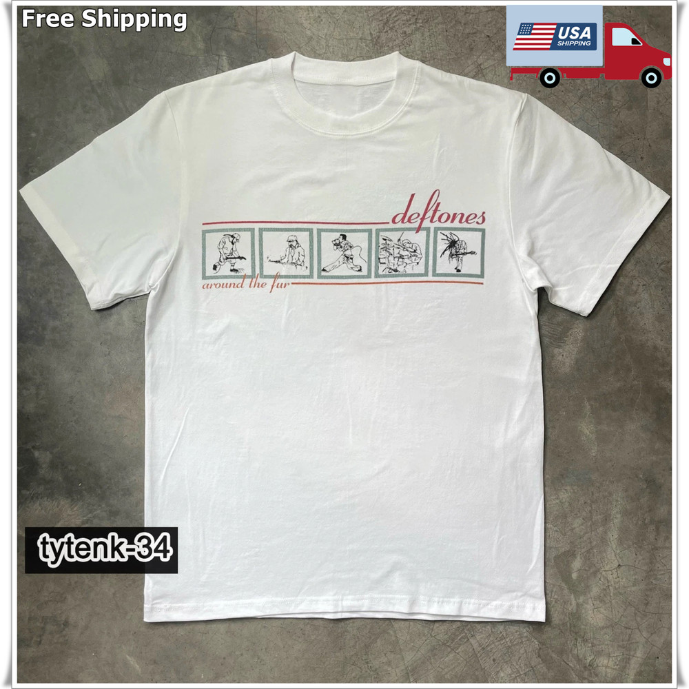 Rare Deftones Around The Fur T-shirt, White Unisex T-shirt, Size S-5XL