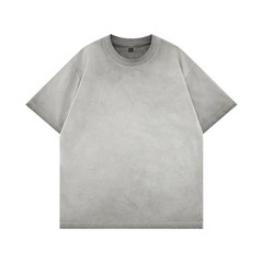 Mens Gradient Washed Loose Crew Neck Tee Streetwear Vintage Distressed Oversized