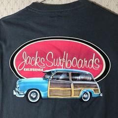 JACKS SURFBOARDS Long Sleeve SHIRT Sz M Gray Cotton Surf Wagon Huntington Beach