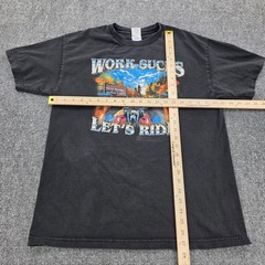 Harley-Davidson Large Vintage T-Shirt 2008 Work Sucks Let’s Ride Biker Single