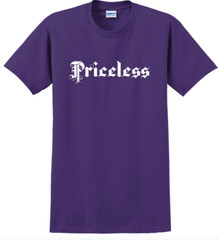 Priceless T-Shirt Short Sleeve Graphic Tee Unisex apparel Text logo design