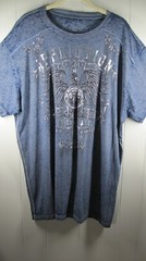 Affliction T-Shirt Men’s 3XL Blue Silver Foil Burnout Tee Lightweight Biker Rock