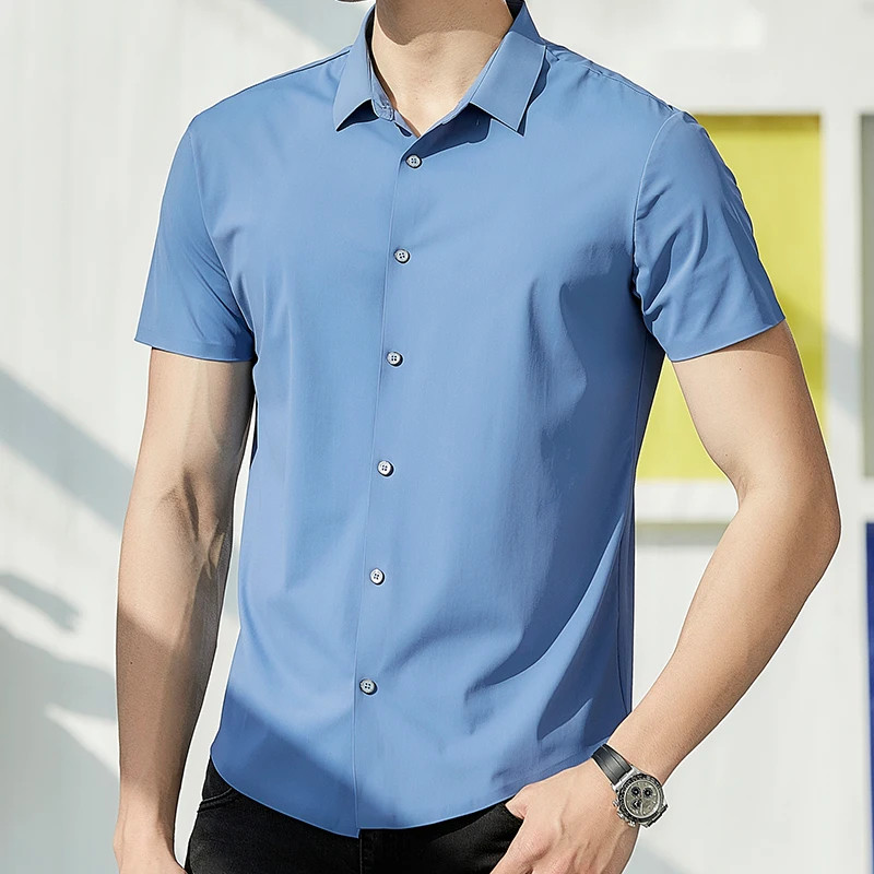 Business Ice Silk Shirt Men’s Short-sleeved Non-iron Professional White High-end