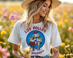 Los Pollos HermanosFunny Cartoon Chicken Brothers Mexican Style Graphic Tee A192