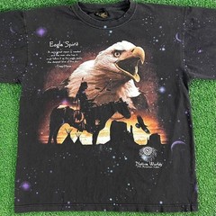 Vintage Native Worlds Crazy Horse Eagle Night Sky All Over Print Tshirt