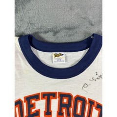 Vintage Detroit Tigers Trench MLB Tee Autographed 80s Size S 34-36 SIGNED RARE