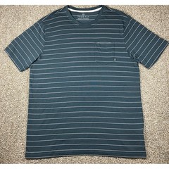 Free Fly Mens XL Bamboo Performance Striped Pocket T-Shirt Blue White Crew Neck
