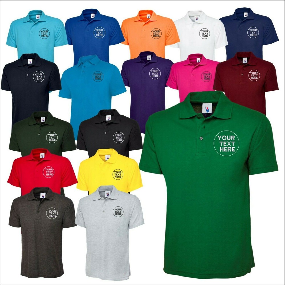 Custom Embroidered Polo Shirt Uneek UC101 Personalised Text Workwear Poloshirt T