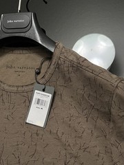 John Varvatos Luxury Shirt – Twine Brown – Raw Cut Edges – Crinkle – Vtg 2023