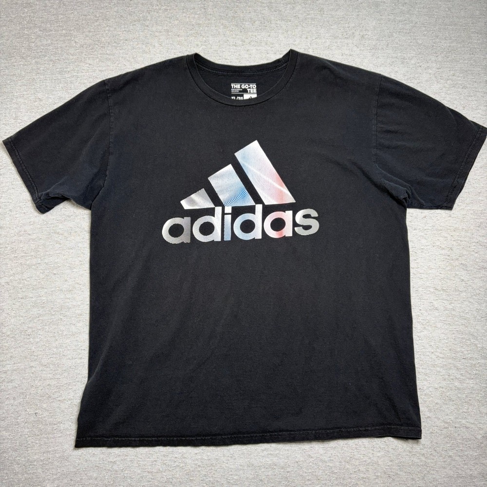 Adidas Mens The Go-To Tee XL Black Graphic Logo Cotton Short Sleeve T-Shirt
