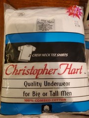 New Christopher Hart 6X ( 66-68) Crew Neck T Shirt White 2 Pack