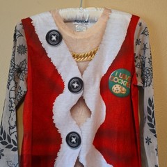 Faux Real Men’s S 3D Photo-Realistic Ugly Christmas Sweater Long Sleeve T-Shirt