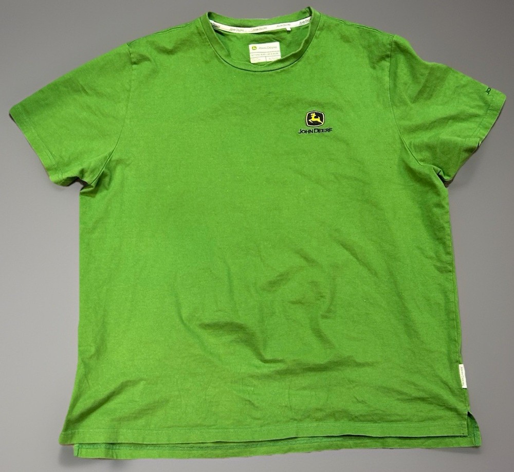 John Deere Men’s XL Green Logo T-Shirt Left Chest Graphic Farm Tractor Tee