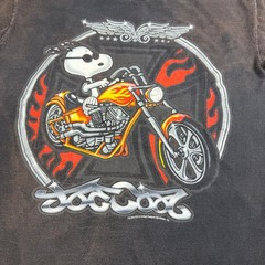 Vintage Peanuts Joe Cool Snoopy Biker Motorcycle Graphic T-Shirt Black Mens M