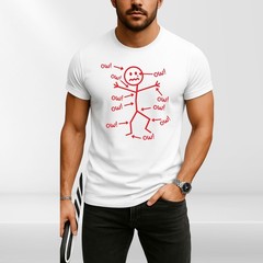 Funny Stick Figure ‘Ow’ T-Shirt Sarcastic Pain Humor Graphic T Shirt Unisex Tee