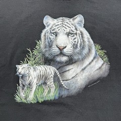 Vintage Y2K Big Face Siberian Tiger Big Cats Nature Single Stitch Shirt Size XL