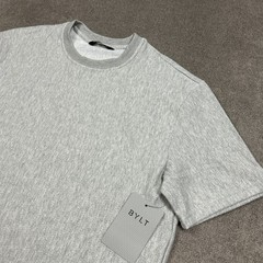 BYLT Mens Brushed Herringbone Box Tee Mid Heather Grey Size Large NEW