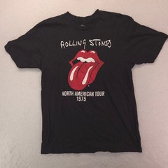 The Rolling Stones North American Tour 1975 Band Shirt Mens Size M Black 16007