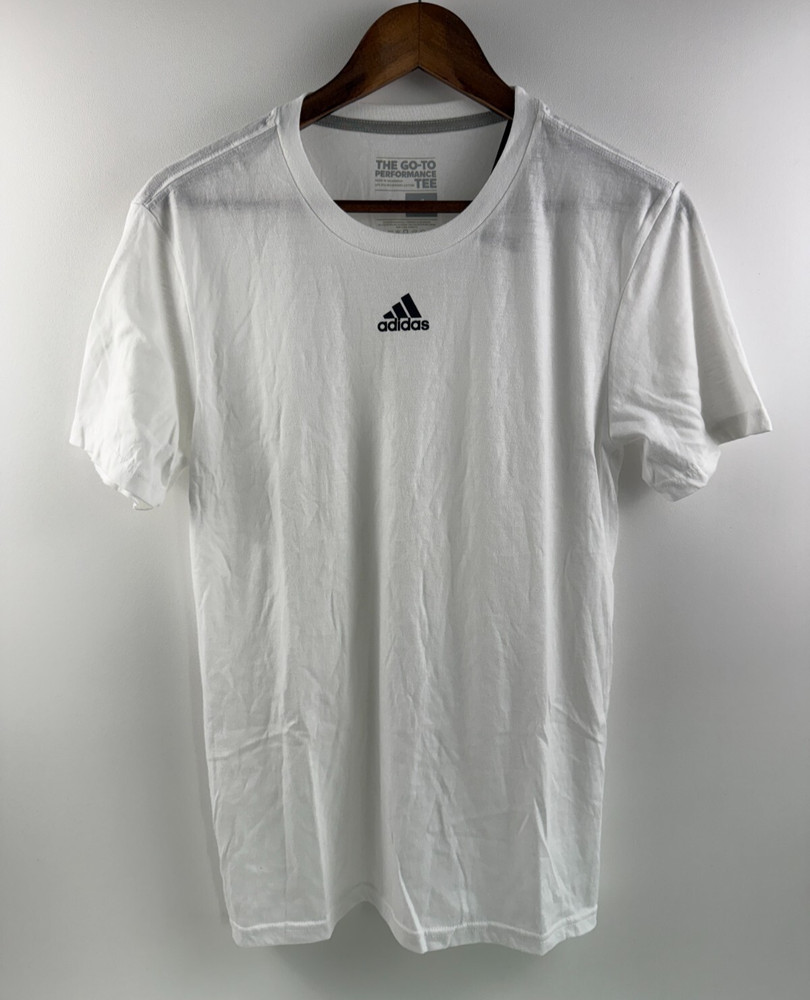 Adidas Men Short Sleeve Crew Neck The Go To Performance Tee White XL NWT