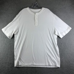 Quince Henley Tee Men 2XL White Cotton Modal Short Sleeve Shirt Stretch Casual