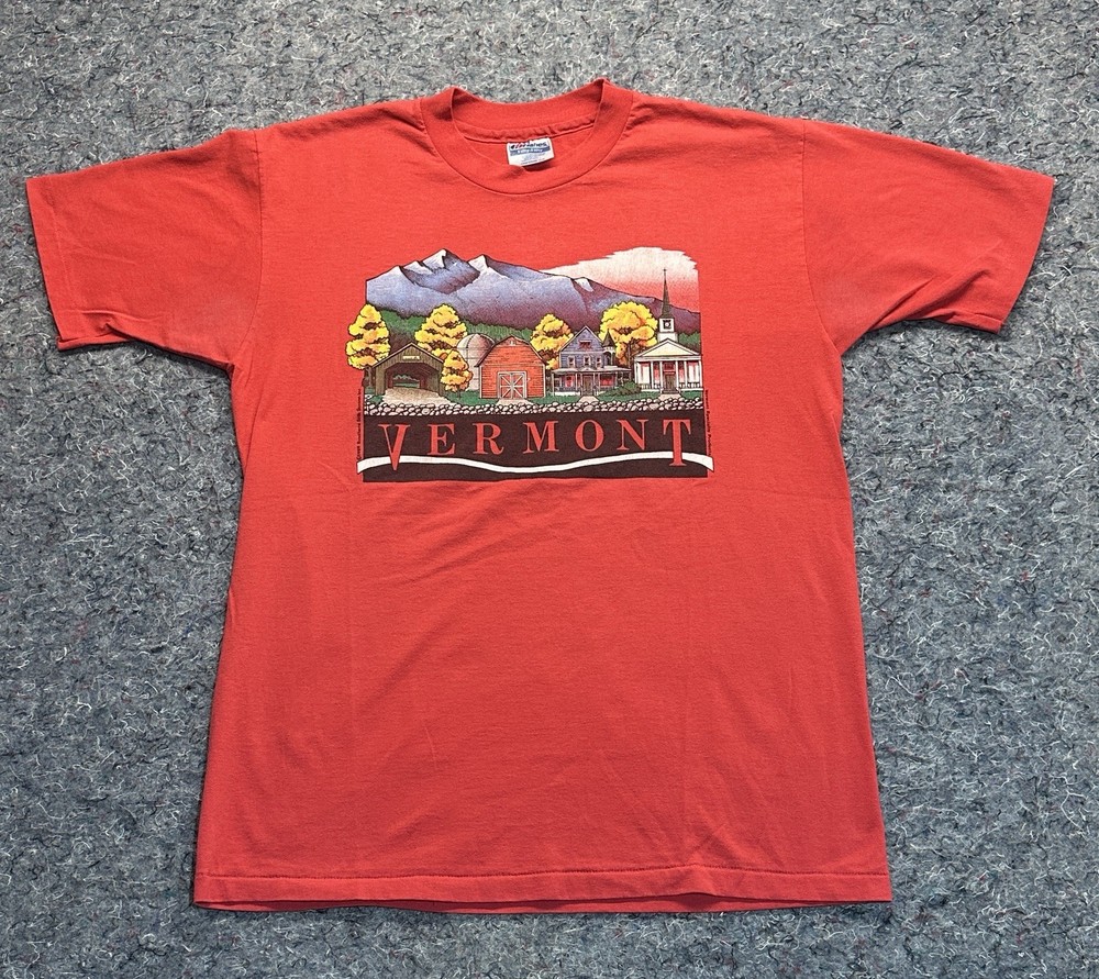 Vintage 80’s Vermont Hanes Tee Shirt Men’s Large Fifty Fifty 1989 Single Stitch