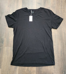 Marine Layer Men’s V-Neck T-Shirt Black Solid Short Sleeve Regular Size S