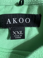 Akoo T-Shirt Graphic Fox Short Sleeve Men’s 2XL Dk Green Lt Green Blue Crew Neck