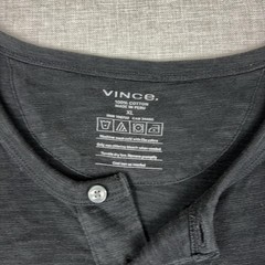 Vince Shirt Mens XL Gray Short Sleeve Henley Tagless Lightweight Cotton Jersey