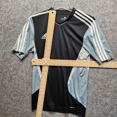 Adidas Clima Cool Unisex Black Blue Embroidery Logo Regular Fit T-Shirt Size S