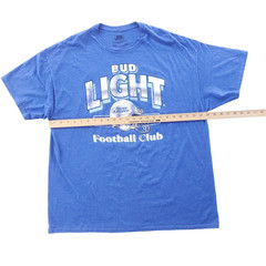 Bud Light Football Club T-Shirt Mens 2XL Blue Double Sided Graphic Beer Tee