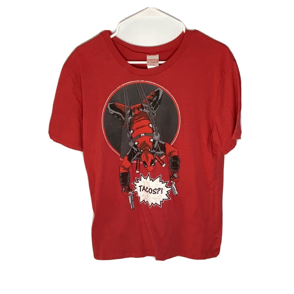 Marvel Deadpool Tacos?! T-Shirt Mens Size Large Cottton Poly Short Sleeve