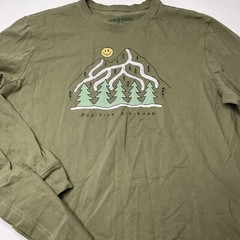 Life Is good T-Shirt Men Sz L Crusher Positive Altitude Graphic Tee Forest