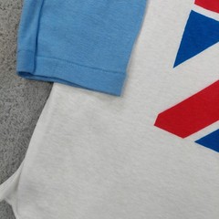Vintage 80s Def Leppard Rock Band Tour T Shirt Men’s M/S Union Jack Flag Raglan