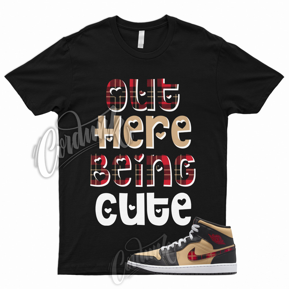 CUTE T for 1 Mid Tartan Tan Black Red Plaid Shirt To Match Low High