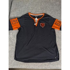 NFL Team Apparel Chicago Bears Lace Up Long Sleeve Shirt Navy Blue Orange XL