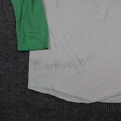 Vintage Paper Thin 80s Hanes Shirt Mens XL White Green 3/4 Sleeve Raglan