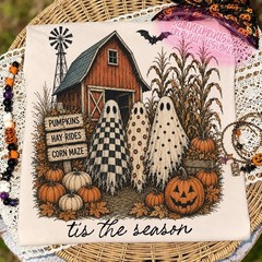 Tis The Season Ghost Trio Shirt Pumpkin Patch Farmhouse Halloween Tees