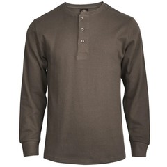 New Men Thermal Henley Shirt T-shirts Long Sleeve Cotton Pullover Three Buttons