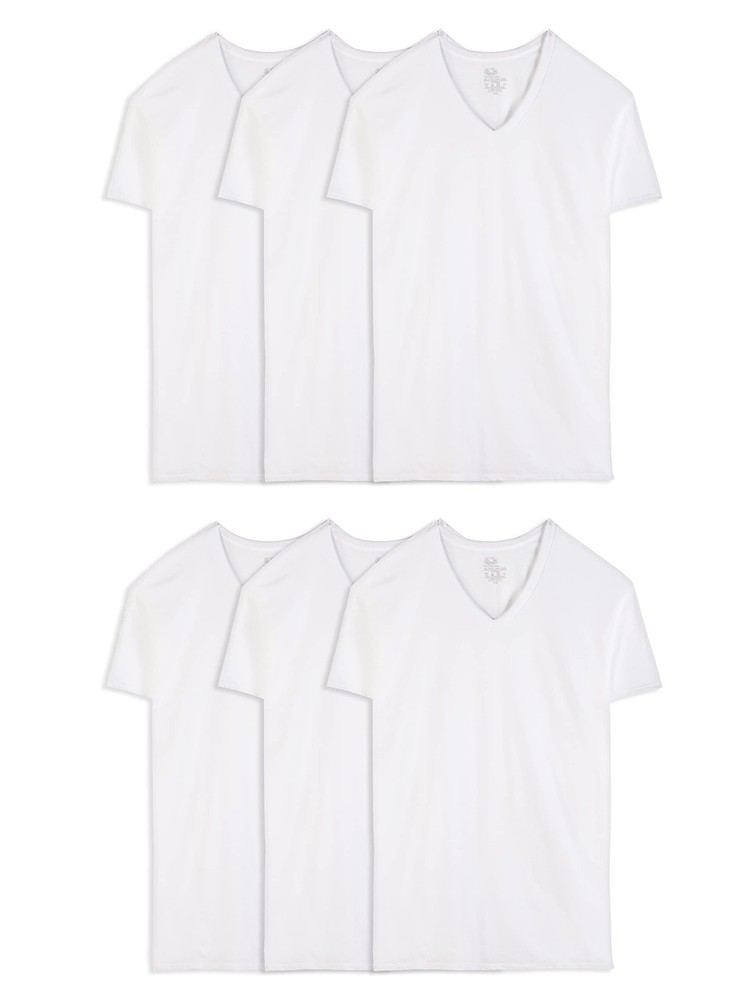 mens Tall Size V-neck T-shirt, White Underwear, Tall Man – White 6 Pack, 3X-L…