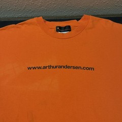 Vintage Arthur Andersen Enron Finance Shirt Mens 2XL Channel Orange 90s Banking