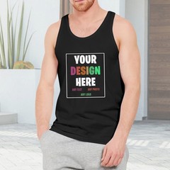 Custom Men’s Tank Top – Personalized Photo/Text/Logo Print, 100% Cotton