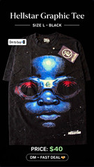 Hellstar Men’s Graphic Tee T-Shirt Black L Cotton Jersey Crew Neck Logo