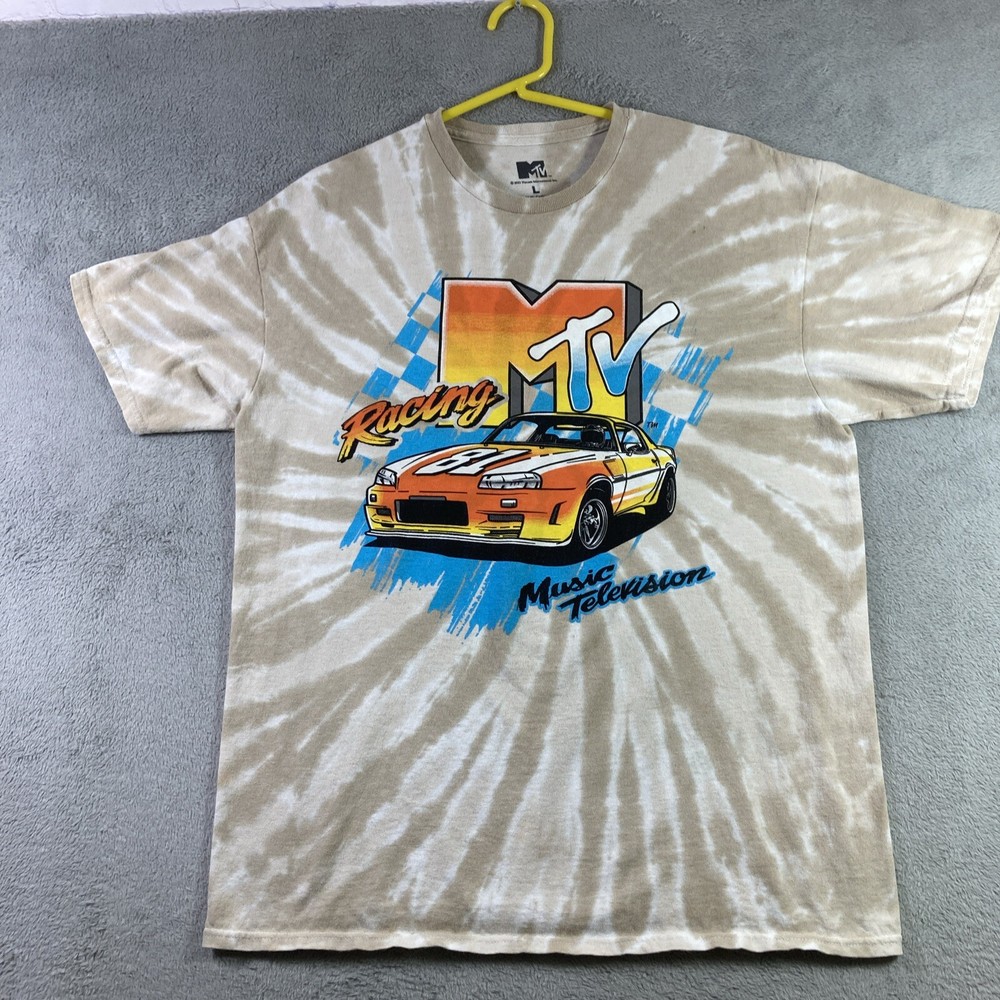 MTV Shirt Adult Large Tie Dye Music Television Racing Sports Car Graphic Tee