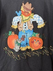 Vintage Halloween Single Stitch Scarecrow Pumpkin Graphic T-Shirt Oneita Large