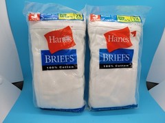 2 × Vintage 2000 Hanes Big Men’s Briefs Underwear White 3 Pack Cotton 2XL