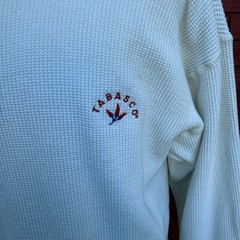Tabasco Henley Thermal Shirt Mens Large Long Sleeve Waffle Knit Button Logo Top
